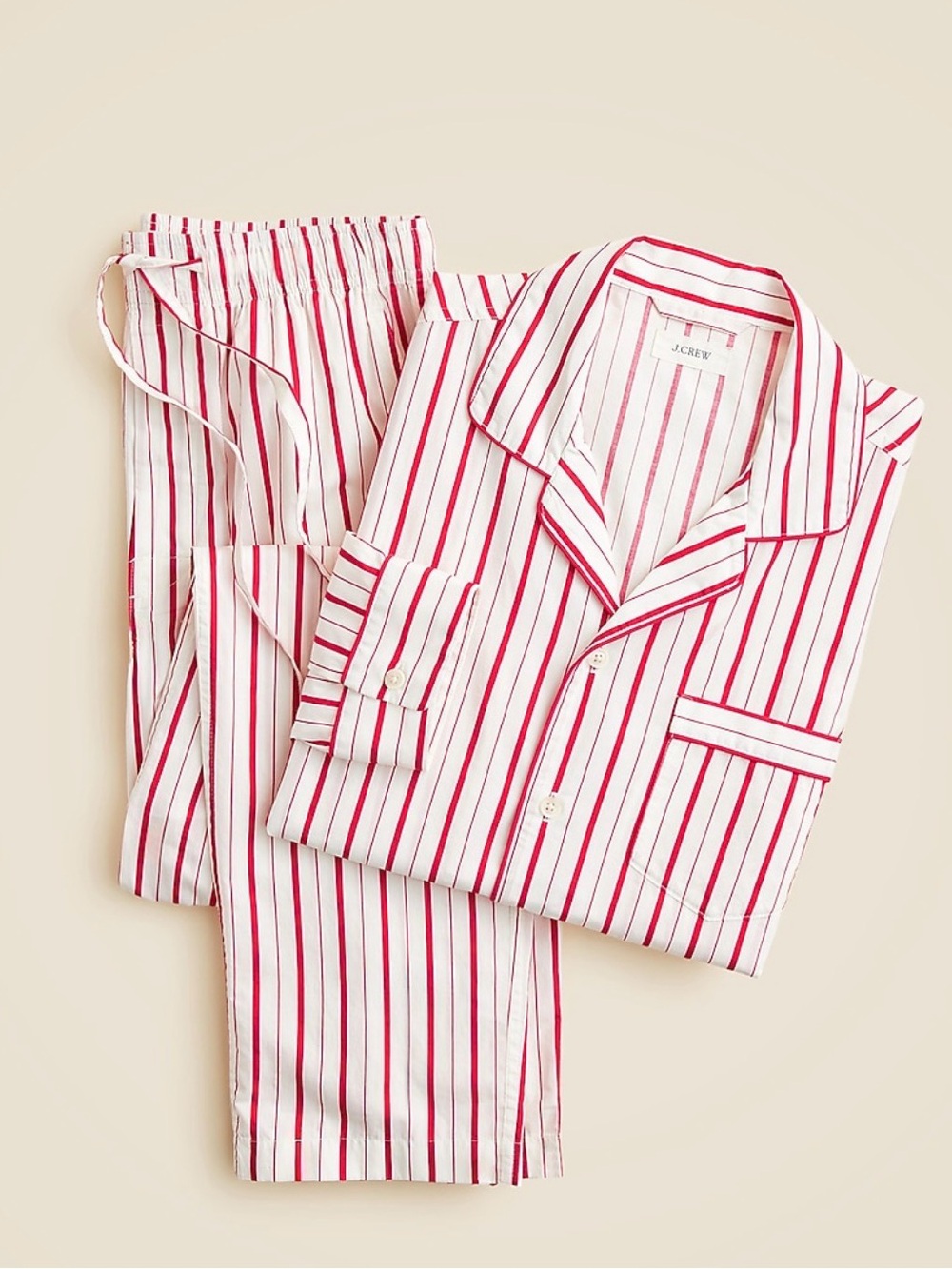 J. Crew Red and White Striped Pajama Set